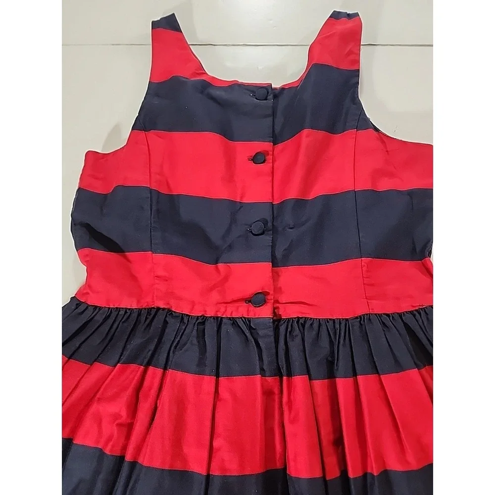 Ralph Lauren‎ Girls 16 Striped Dress Navy Red Sleeveless Preppy Party Holiday
